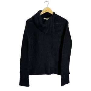 Free People Wool Blend Black Turtleneck Open Knit Sweater sz S